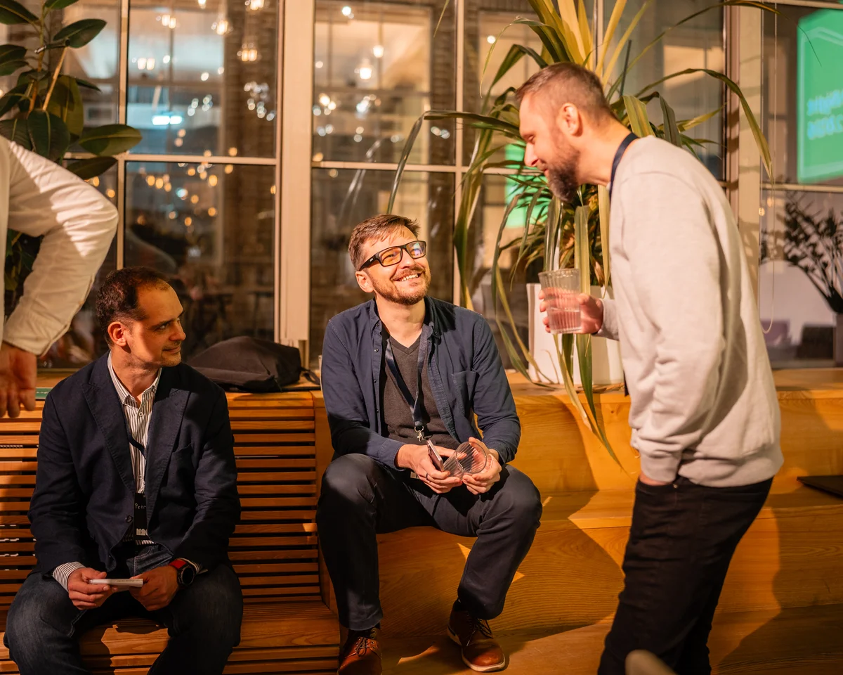 Lukáš in conversation with fellow founders