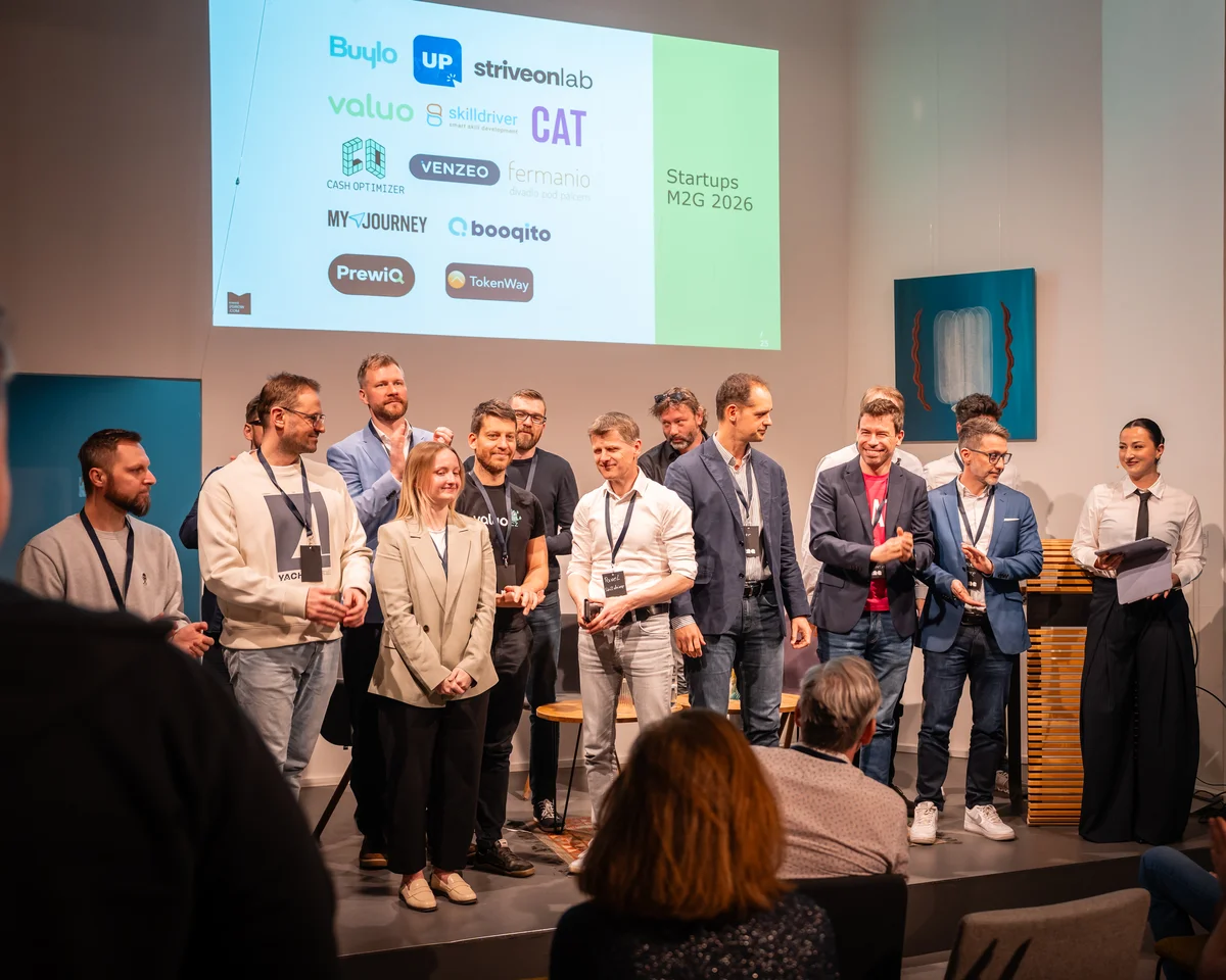 Lukáš with fellow founders at Pitch Night