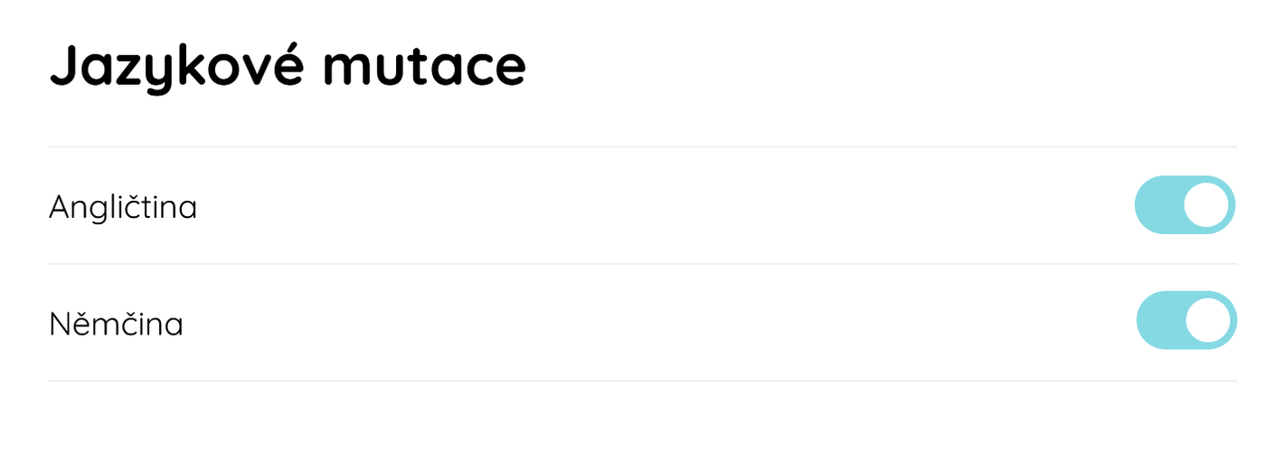 Overview of available languages in admin