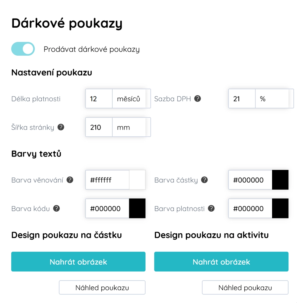 Detaily a úprava poukazů