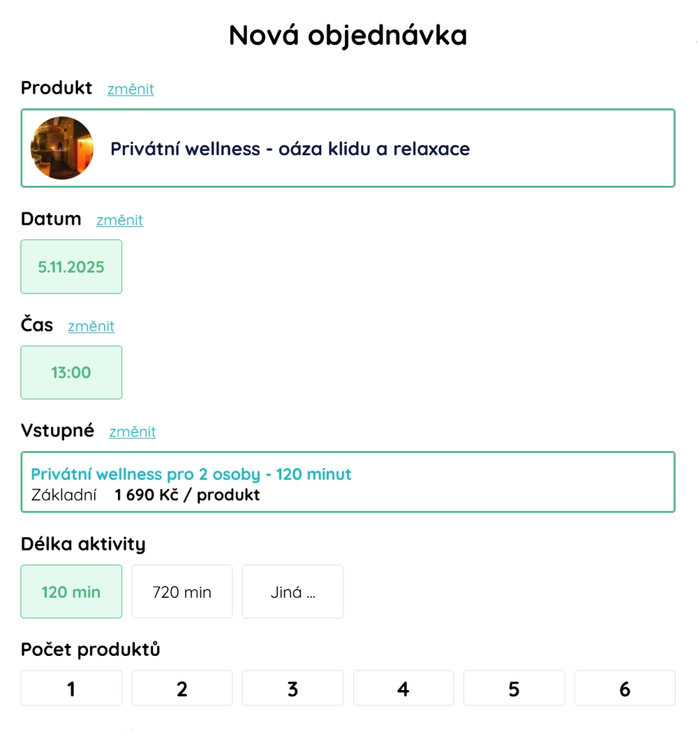 Nová objednávka a správa dostupnosti