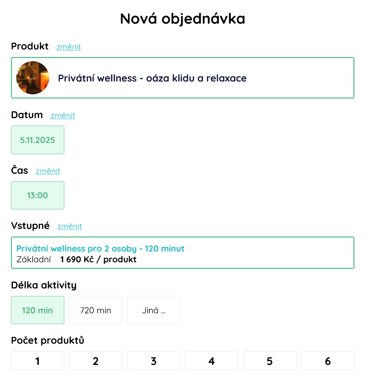 Nová objednávka a správa dostupnosti