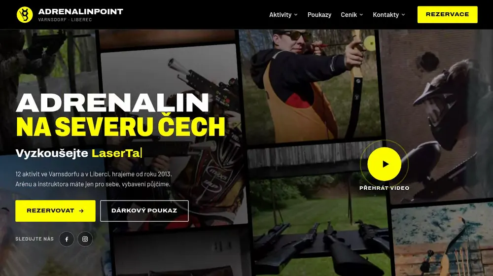 Screenshot webu AdrenalinPoint