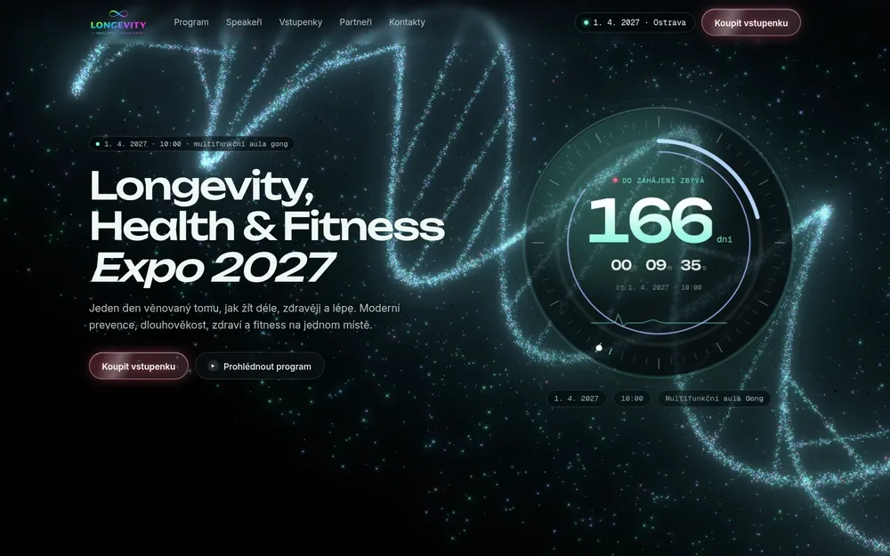 Screenshot webu Longevity Expo