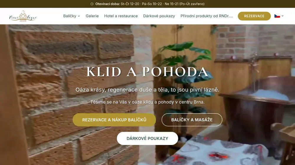 Screenshot webu Brněnské pivní lázně