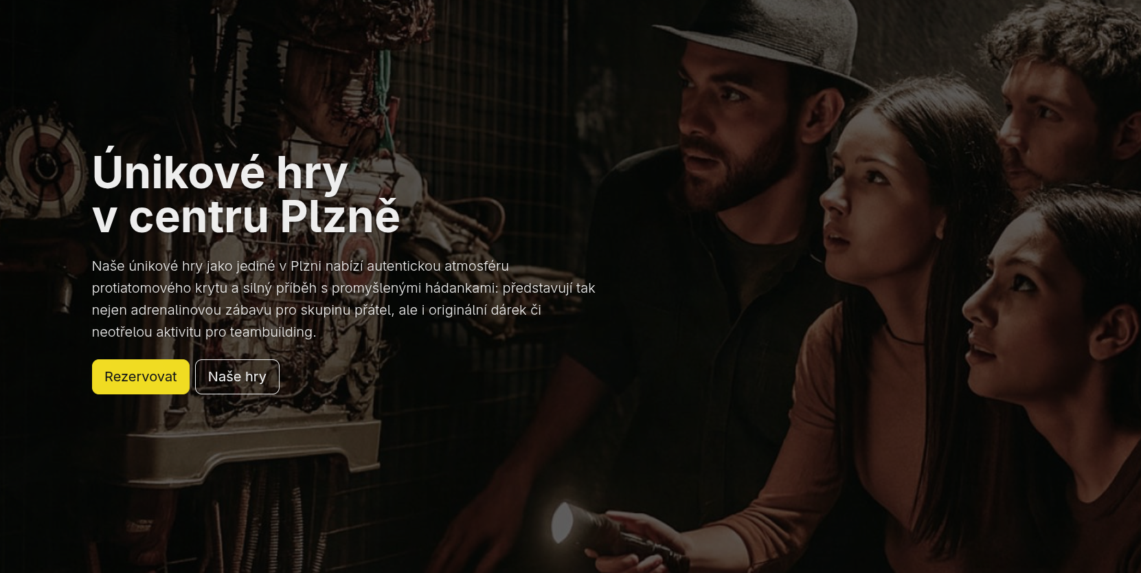 Website screenshot Escape Games Plzeň