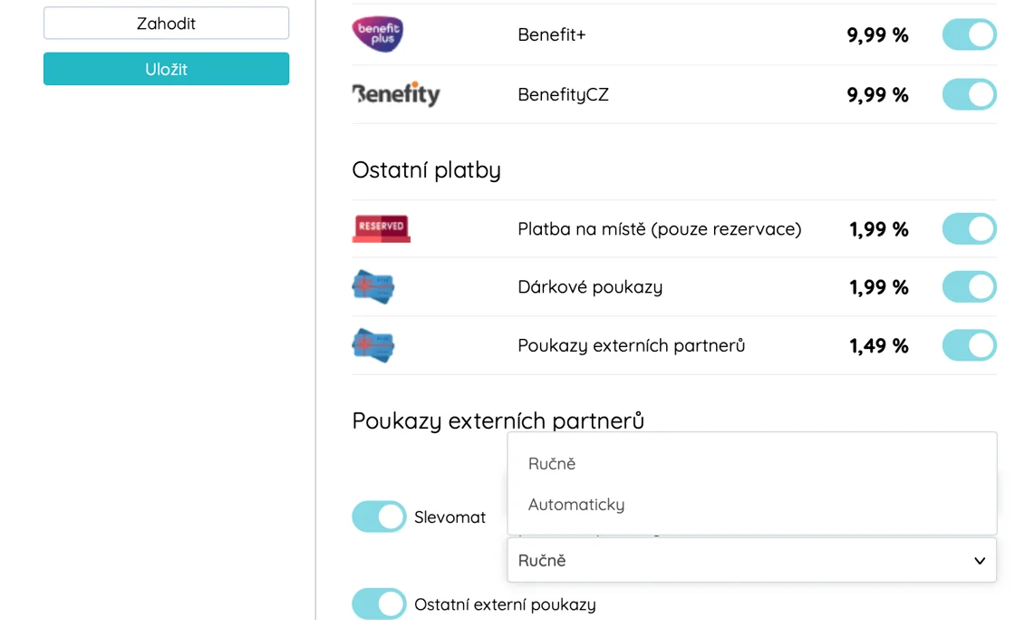 Slevomat and external vouchers settings